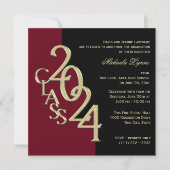 2024年のクラスGrad Burgundyと金ゴールド 招待状 (正面)
