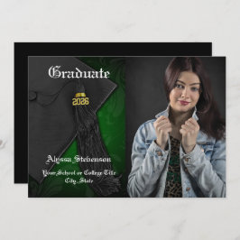 2024年のクラスGreen Tassel写真卒業 招待状