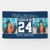 2024年のクラスNavy Blue & White卒業写真 横断幕 (横)