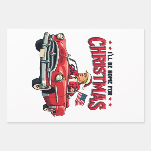 2024年のクリスマストランプ当選に帰省する ラッピングペーパーシート (正面)