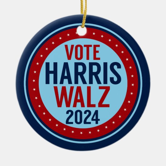 2024年のクリスマス大統領にハリス・ウォルツの投票 セラミックオーナメント (正面)
