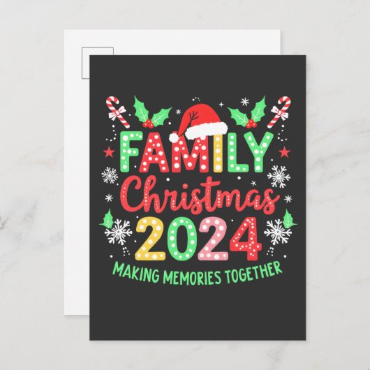 2024年のクリスマス家族の統一コーデ インビテーションポストカード (正面/裏面)