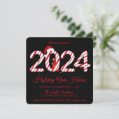 2024年のサンタクロース、雪の結晶がエレガントでおしゃれ シーズンカード (スタンド正面)