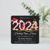 2024年のサンタクロース、雪の結晶のエレガントでおしゃれなデザイン シーズンカード (スタンド正面)