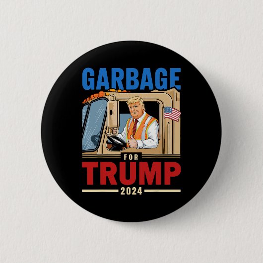 2024年のトランプ選挙の誇りを持ったゴミがゴミ箱になる 缶バッジ (正面)