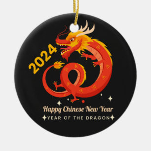 2024年のドラゴンの年 中国のお正月 セラミックオーナメント