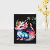 2024年のドラゴン年おめでとうございます カード (黄色い花)