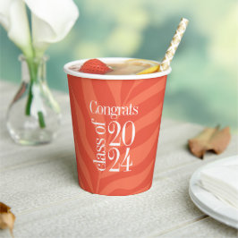 2024年のブライトオレンジ熱帯クラスパーティー 紙コップ