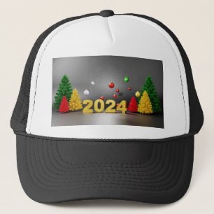 2024年のメリークリスマスツリープリント画像 キャップ