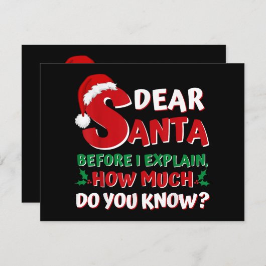 2024年のユークリスマスTシャツ 子供 大人 サンタ 私にも説明が シーズンカード (正面/裏面)