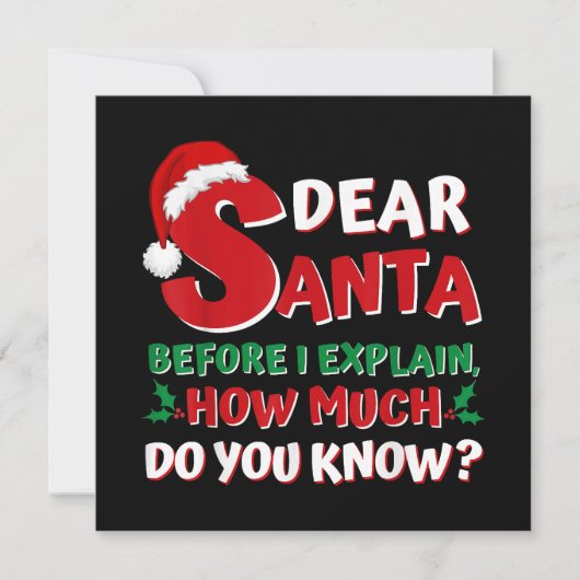 2024年のユークリスマスTシャツ 子供 大人 サンタ 私にも説明が 招待状 (正面)