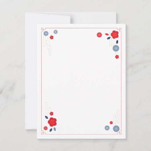 2024年の中国の新年 赤い折り紙のドラゴン ノートカード (裏面)