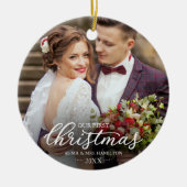 2024年の初めてのクリスマスホワイトフォント セラミックオーナメント (正面)