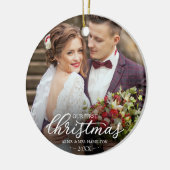 2024年の初めてのクリスマスホワイトフォント セラミックオーナメント (左)