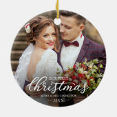 2024年の初めてのクリスマスホワイトフォント セラミックオーナメント (裏面)