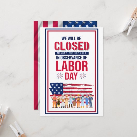 2024年の労働日に合わせて休業する 招待状 (正面/裏面インサイチュ)