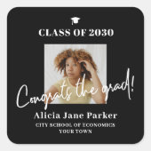 2024年の卒業写真おめでとう科 スクエアシール (正面)