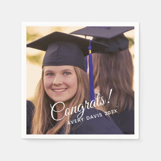 2024年の卒業写真の年クラス スタンダードカクテルナプキン (正面)