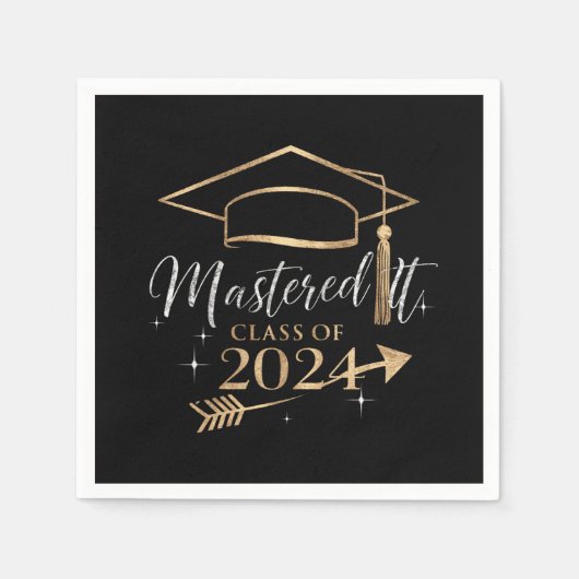 2024年の卒業式ギフトのクラスをマスター スタンダードカクテルナプキン (正面)