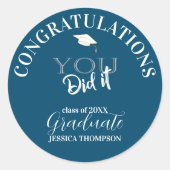 2024年の卒業生のクラスおめでとう ラウンドシール (正面)