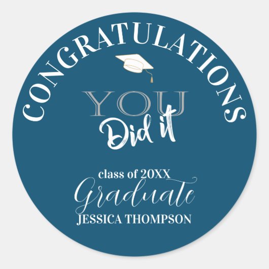 2024年の卒業生のクラスおめでとう ラウンドシール (正面)