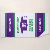 2024年の卒業生ギフトの高校卒業クラス ビーチタオル (正面)