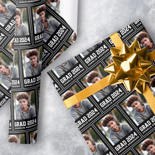 2024年の大学院の写真名ブラック ラッピングペーパー