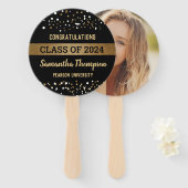 2024年の大学院フォトクラス金ゴールドブラックおめでとう ハンドファン (正面&裏面)