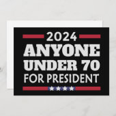 2024年の大統領のために70歳未満の誰でも 招待状 (正面/裏面)