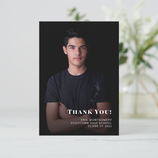 2024年の少年の卒業式のクラスありがとう写真 サンキューカード (スタンド正面)