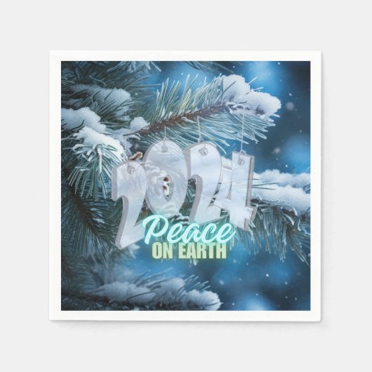 2024年の平和を願うリングや輪 スタンダードカクテルナプキン (正面)