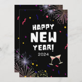 2024年の新年を迎えるフラットホリデーカード シーズンカード (正面/裏面)