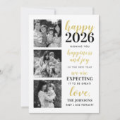 2024年の新年を迎えるブラックと金ゴールド シーズンカード (正面)