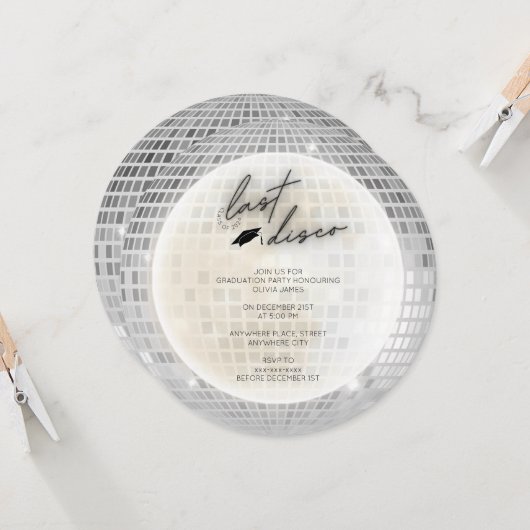 2024年の最後のディスコ卒業パーティーのクラス 招待状 (正面/裏面インサイチュ)