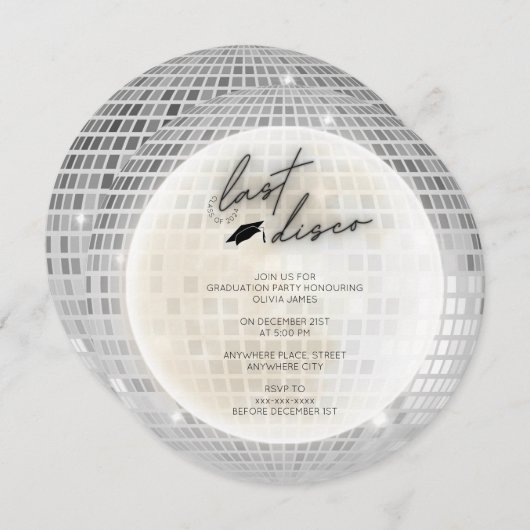 2024年の最後のディスコ卒業パーティーのクラス 招待状 (正面/裏面)