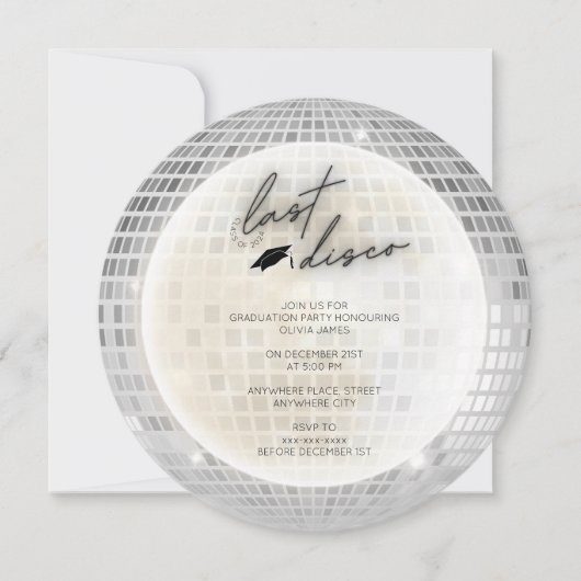 2024年の最後のディスコ卒業パーティーのクラス 招待状 (正面)