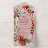 2024年の柔らかいピンクがかったオレンジ色の色相ピーチファズ オールインワン招待状 (内側)