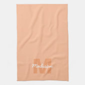 2024年の桃の色とカスタムモノグラム名 キッチンタオル (縦)