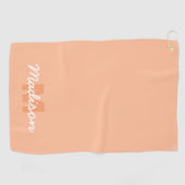 2024年の桃の色とカスタムモノグラム名 ゴルフタオル (横)