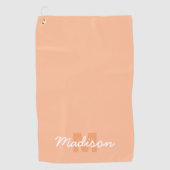 2024年の桃の色とカスタムモノグラム名 ゴルフタオル (正面)