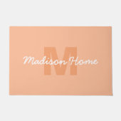 2024年の桃の色とカスタムモノグラム名 ドアマット (正面)