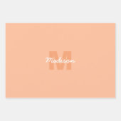 2024年の桃の色とカスタムモノグラム名 ラッピングペーパーシート (正面3)