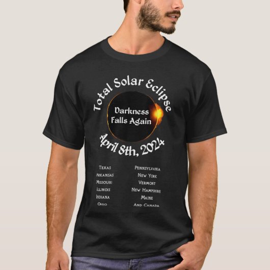 2024年の皆既日食の暗闇の秋再び Tシャツ (正面)