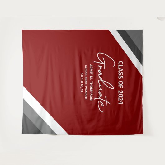 2024年の背景の卒業の赤いホワイトグレークラス タペストリー (正面(横))