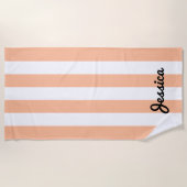 2024年の色|桃ビーチストライプタオル ビーチタオル (正面)