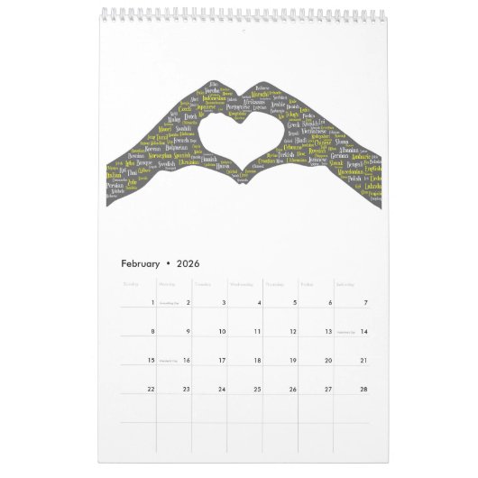 2024年の言語と言語を愛する人のためのカレンダー カレンダー (2月 2026)