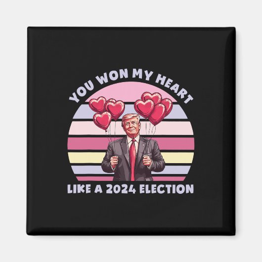 2024年の選挙で私の心を掴んだ!トランプ氏を応援する面白いデザイン マグネット (正面)