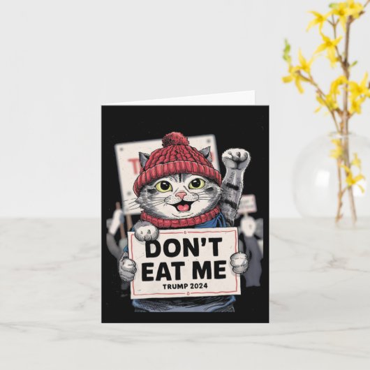 2024年の食べトランプの選挙で猫を飼わなおもしろいい カード (黄色い花)