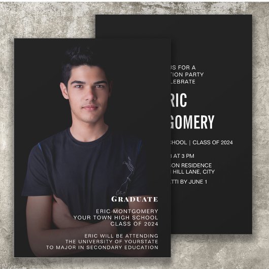 2024年のClass of 2024 Boy's Graduation Party Photo 招待状