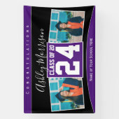 2024年のClass of 2024 Purple卒業写真コラージュ 横断幕 (縦)